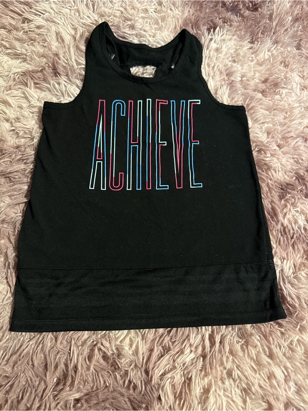 Athletic Works Black Tank Top with Neon 'ACHIEVE' Graphic